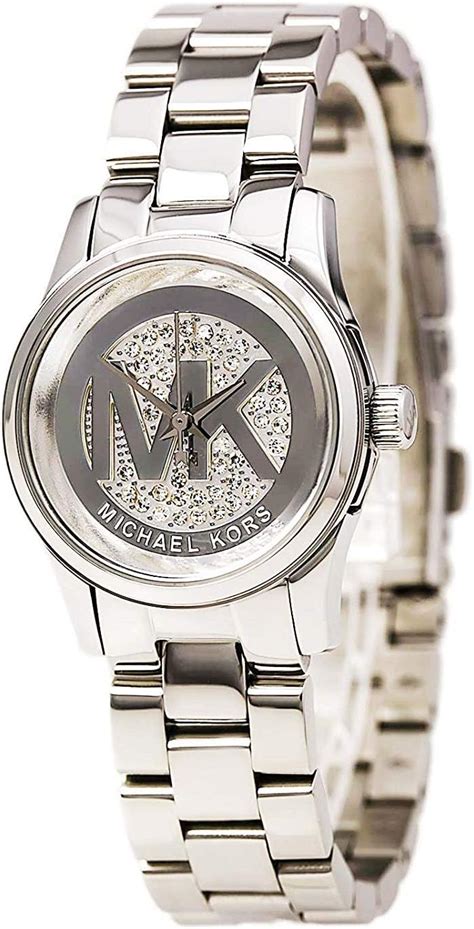 michael kors women's runway mk3303|Michael Kors Petite Runway Silver Pave Dial Stainless Steel .